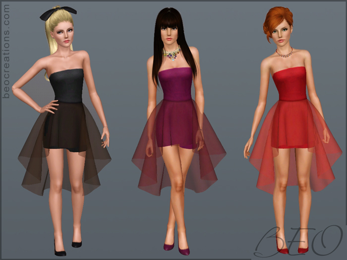 Mini dress with sheer skirt for Sims 3 by BEO